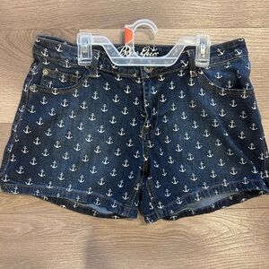 Blue Chic Denim Anchor Print Shorts